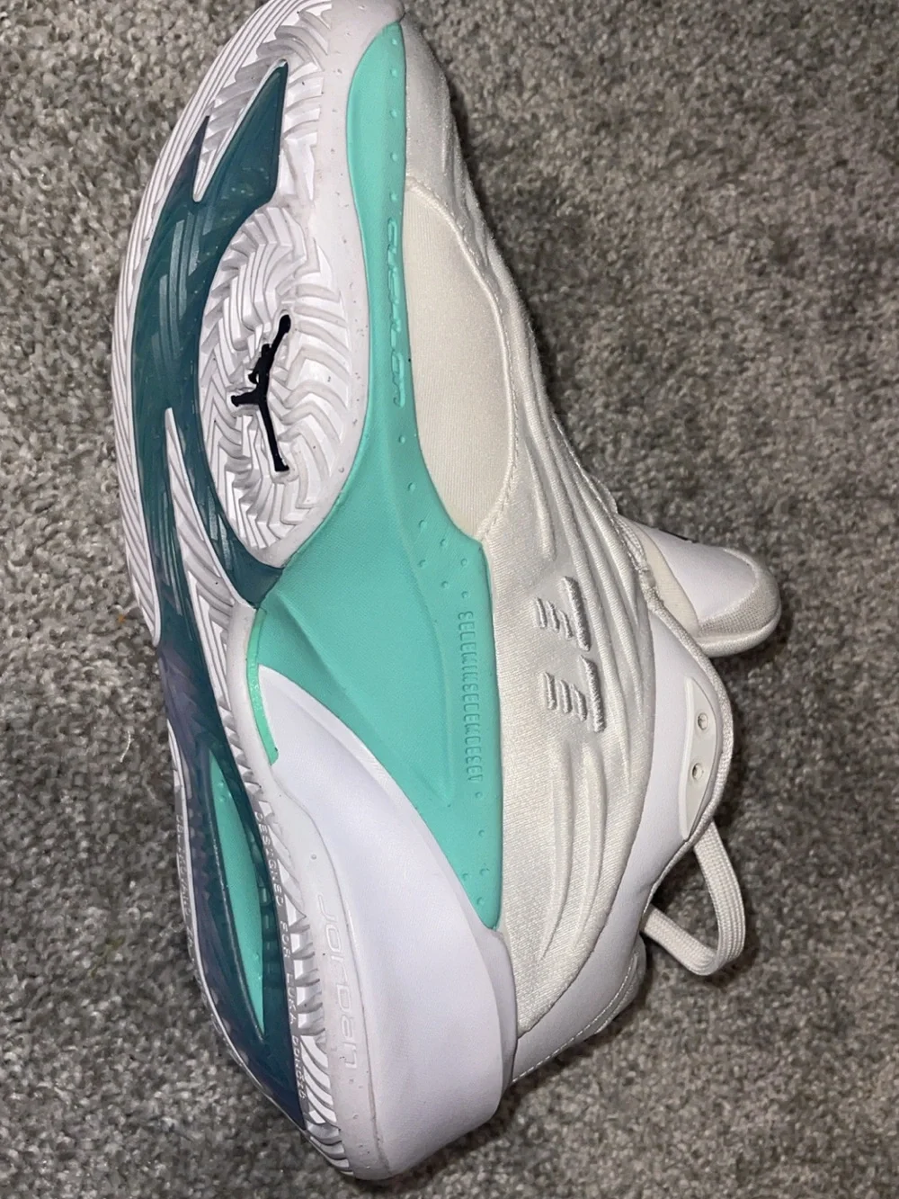 Jordan White Sneakers with Mint Green & Pink Accents